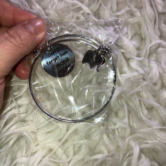 Inspirational Elephant Pendant Charm Wire Aesthetics Bangles Stainless Steel - Picture 6 of 7